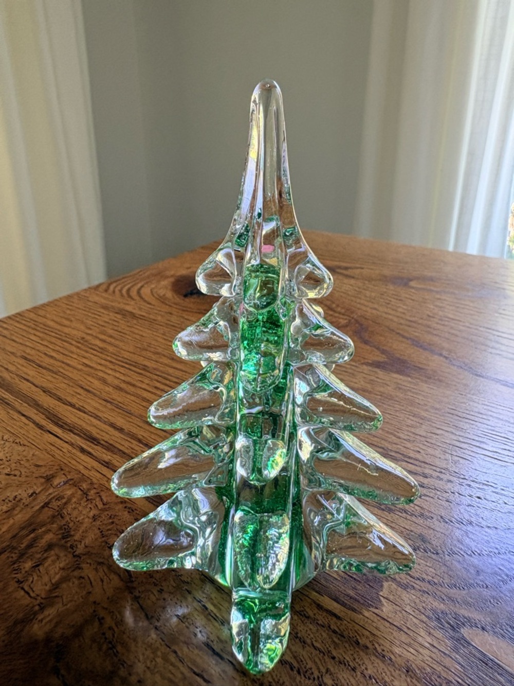 Vintage Glass Decorative Christmas Tree - Clear with Green Accents - Picture 4 of 10